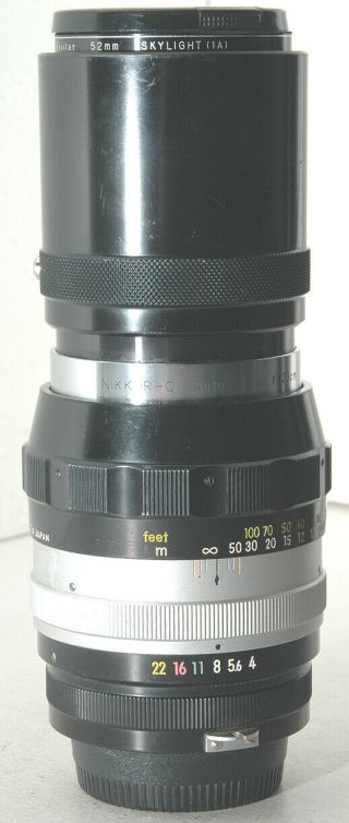 NIKON Nikkor Q 20cm 200mm f/4 nonAI m/f lens w/ caps,  generic soft lens case. 2
