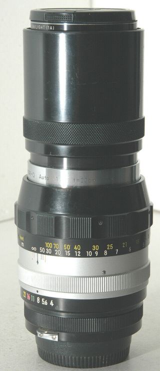 NIKON Nikkor Q 20cm 200mm f/4 nonAI m/f lens w/ caps,  generic soft lens case. 3