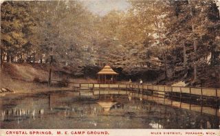 Pokagon Mi 1907 - 08 View Of The Crystal Springs M.  E.  Campground Vintage Mich 541