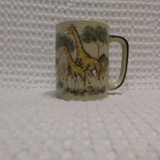 Vintage Otagiri Giraffe Coffee Tea Mug Illustrated Wildlife Printed Design 8 Oz