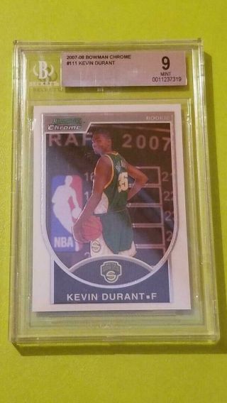2007 - 08 Bowman Chrome Kevin Durant Rookie Rc /2999 Bgs 9 -