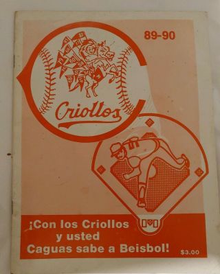 Magazin Caguas Criollos,  1989 - 90.  Beisbol De Puerto Rico