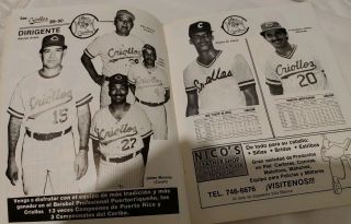 Magazin Caguas Criollos,  1989 - 90.  Beisbol de Puerto Rico 2