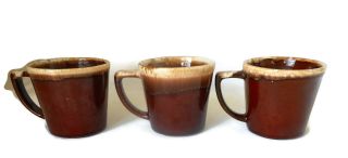 Mccoy Coffee Cups Mugs Brown Drip D Handle Set Of 3 Vintage
