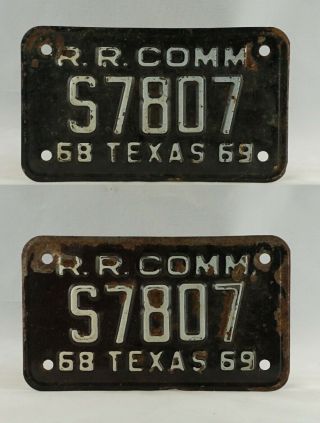 1969 Texas Railroad Commission License Plate Pair