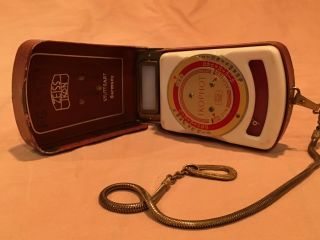 Vintage Zeiss Ikon Ikophot Light Meter & Leather Case & Chain - - Sweet