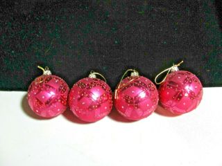 Vintage Christmas Decoration Pink Rhinestone Glass Ornaments