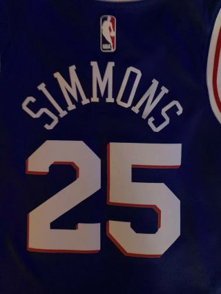 Ben Simmons 25 Philadelphia 76ers Blue Men ' s Swingman Jersey Small 2