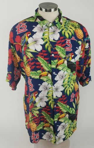 Mlb Mens 3xl St Louis Cardinals Short Sleeve Aloha Hawaiian Shirt