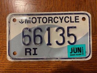 2009 Rhode Island Motorcycle License Plate,  66135,  All,  Hard To Find