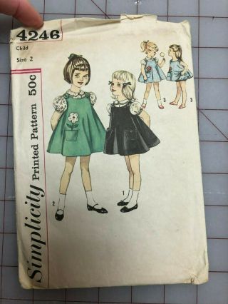 Simplicity Sewing Pattern 4246 Toddler Girls Dress Size 2 Vintage