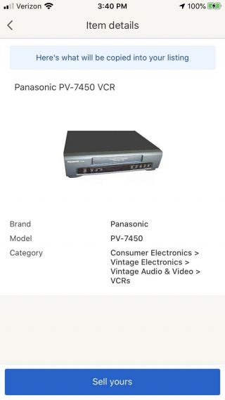 Panasonic Pv - 7450 Vcr