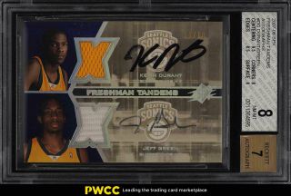 2007 Spx Freshman Tandems Kevin Durant Green Rookie Auto Patch /10 Bgs 8 (pwcc)