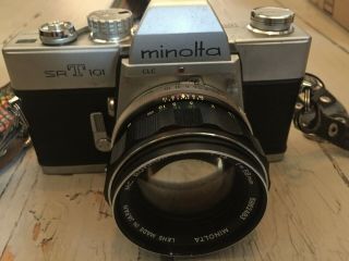 Minolta SRT 101 35mm SLR Film Camera Body,  Lens and Case 2