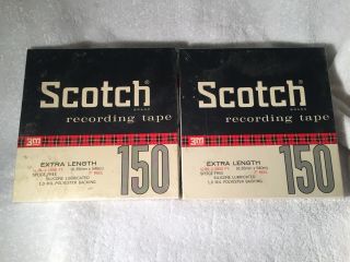 2 Blank Reel To Reel Tapes - Scotch 150 - 1800 Feet 7 Inch Reel -