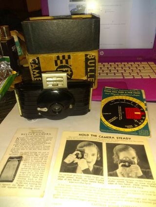 Vintage Bullet Camera By Eastman Kodak Co.  Art Deco W/box Instructions Chart Etc