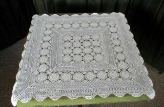 Vintage Tablecloth - All Hand Crochet - White