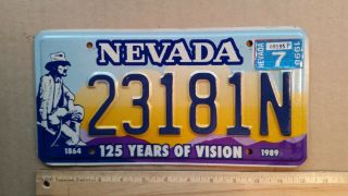 License Plate,  Nevada,  1964 - 1989 125 Years Of Vision,  Prospector 23181 N