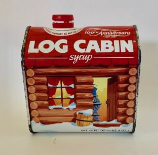 Log Cabin Syrup Tin,  100th Anniversary (1887 - 1987) 5 