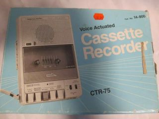 Vintage Voice Activated Cassette Recorder.  Realistic Brand Model Ctr - 75