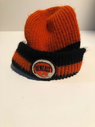 Vintage Cincinnati Bengals Beanie With Old Logo Orange And Brown - Warm Hat