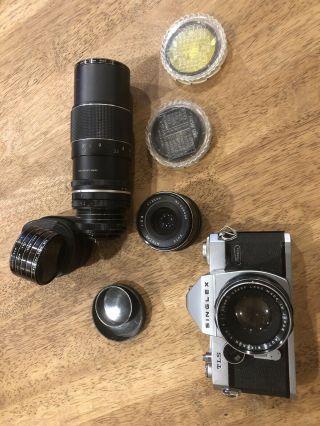 Ricoh Singlex Tls 35mm Camera With 4 Lenses