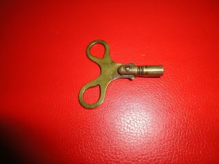 Lovely Vintage Solid Brass Clock Winding Key 4mm Square Drive Riveted Handle