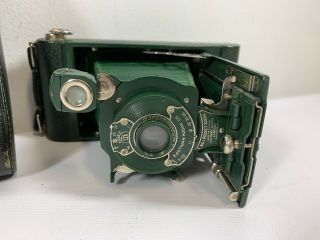 Vintage Green No.  1 Pocket Kodak Junior Folding 120 Roll Film Camera W/Cade A8 2