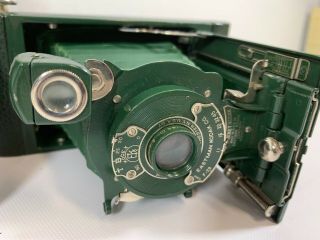 Vintage Green No.  1 Pocket Kodak Junior Folding 120 Roll Film Camera W/Cade A8 3