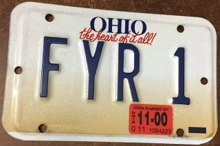 Fyr Firefighter Personalized Ohio Heart Of Itall Vanity Motorcycle License Plate
