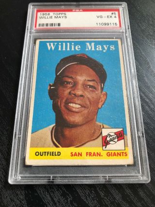 1958 Topps 5 - Willie Mays - Psa 4 Vg/ex - Hof - San Francisco Giants