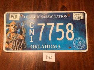 (150) Oklahoma Tribal Indian License Plate Tag - Chickasaw Nation - Flat Plate