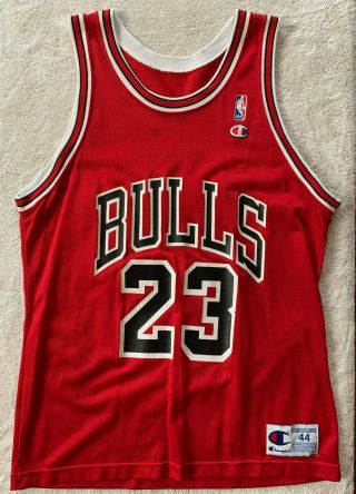 Michael Air Jordan Chicago Bulls 23 Nba Jersey Champion Size 44 Red White Blk