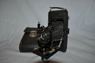 Ica Icarette 500 Folding Camera Carl Zeiss Jena Tessar 1:4.  5 F - 10.  5cm W/ Case