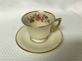 Vintage Syracuse China Pedestal Tea Cup And Saucer Old Ivory Made In Usa 1946 - 49