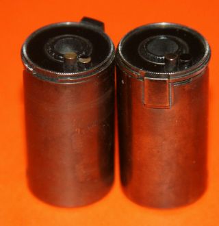 2 Canon Brass Japan 35mm Reloadable Metal Film Cassettes 1950 