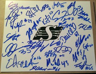 Saskatchewan Roughriders Signed 2019 Cfl Football 8x10 Team Photo See List,