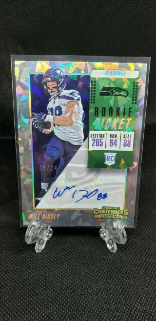 2018 Panini Contenders Will Dissly Rookie Ticket Auto Rc 16/24 Cracked Ice