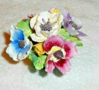 Vintage Staffordshire Porcelain Basket Of Flowers