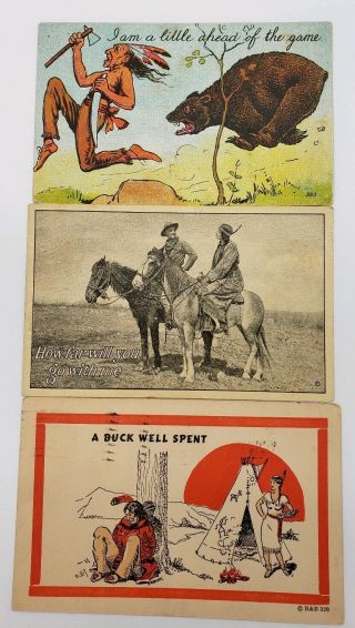 Early Vintage American Indian Postcards.  I Cent Stamps