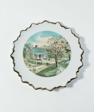 Vintage Currier & Ives - Spring Collector 6.  5 " Plate Gold Trim.  Ready To Ship