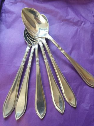 Set Of 6 Vintage Silver Plated Art Deco Coffee Spoons C.  1920’s