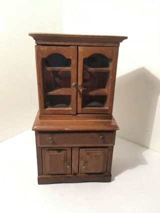 Vintage Dollhouse Miniatures Wooden Hutch W/ Moving Parts 62