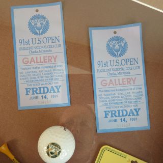 1991 US Open Golf Shadow Box - Payne Stewart Hazeltine Tickets Map Tee Ball 3