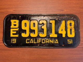 1951 California Be License Plate