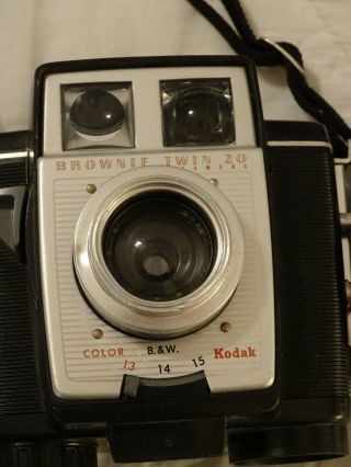Vintage KODAK Brownie Twin 20 Camera with KODAK Supermite Flashholder and Strap 2