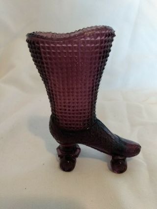 Vintage Degenhart Glass Amethyst Roller Skate Boot Figurine Diamond Cut