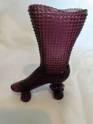Vintage Degenhart Glass Amethyst Roller skate Boot Figurine Diamond Cut 2