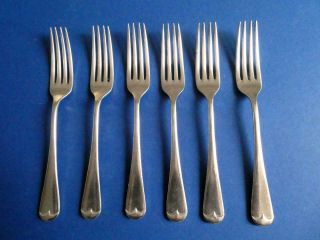 6 Vintage Old English Silver Plate Dinner Forks 19.  5cms - Sampson Mordan London