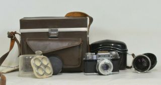 Zeiss Ikon Contaflex B Camera W/carl Zeiss Tessar 50mm F2.  8 - 115mm F4,  Case